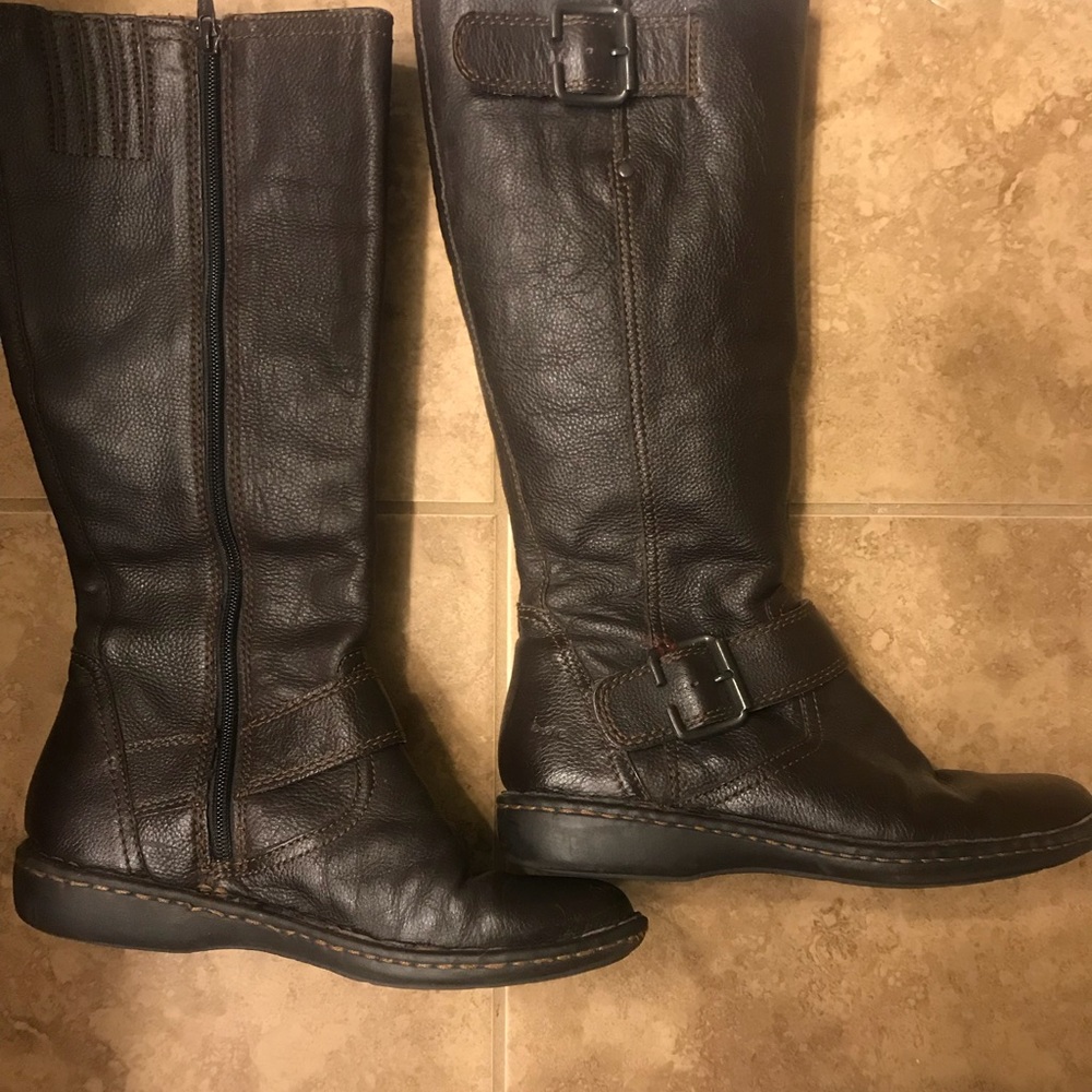 Born brown leather calf high boots